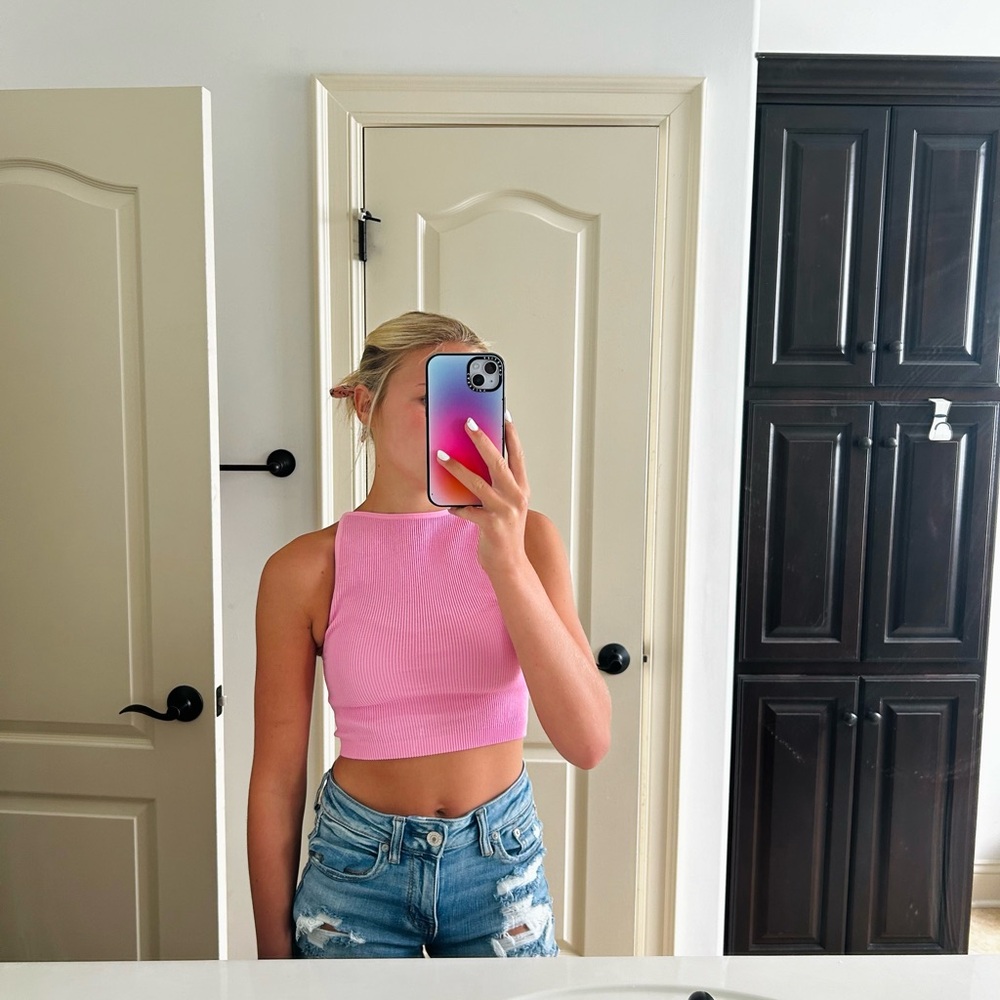 cotton on pink tank top